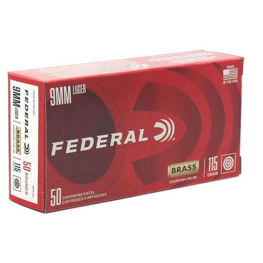 Federal Champion 9mm Luger Ammo, 115 grain, FMJ (1000 rds)